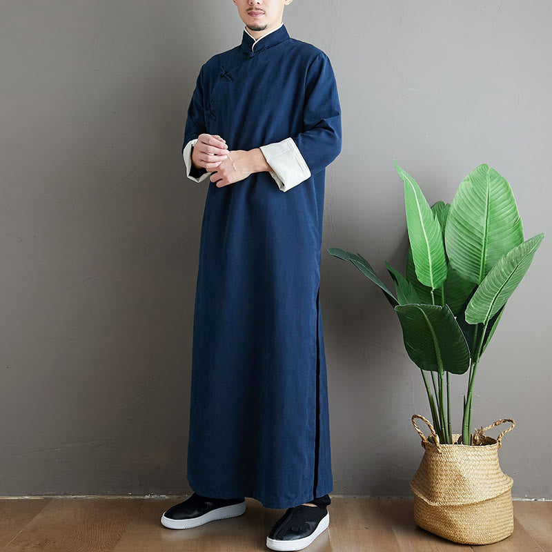 Bata de traje Tang para hombre con botones de rana, color liso, con estampado de Buddha Stones y estampado otoñal. - image 22