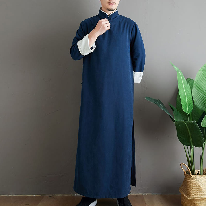 Traje Tang de algodón con botones de rana y color sólido para hombre, con Buddha Stones y caída - image 24