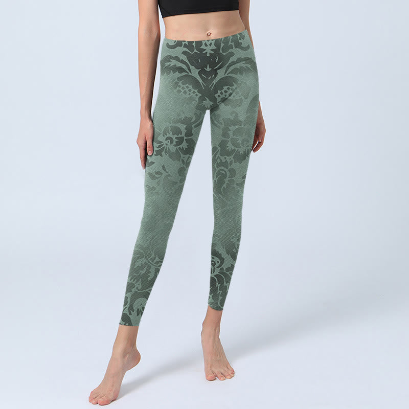 Leggings deportivos con estampado de hojas y flores informales y Buddha Stones para mujer - image 6