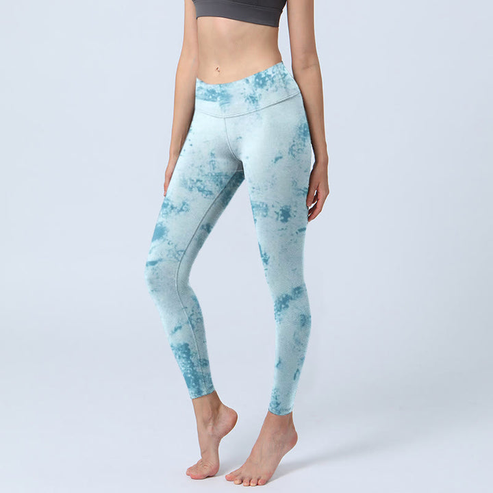 Leggings de fitness para gimnasio con estampado tie-dye en azul claro y Buddha Stones para mujer - Azul claro - US18，UK/AU22，EU50 (4XL) - image 1
