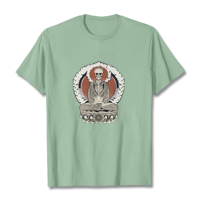 Camiseta con estampado de esqueleto de Buddha Stones - Verde pálido - 2XL - image 14