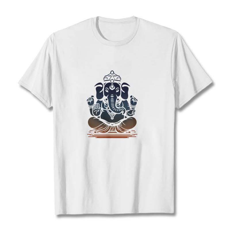 Camiseta con estampado de elefante Ganesh meditando con Buddha Stones - Blanco - 2XL - image 0