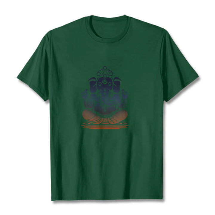 Camiseta con estampado de elefante Ganesh meditando con Buddha Stones - Verde bosque - 2XL - image 10