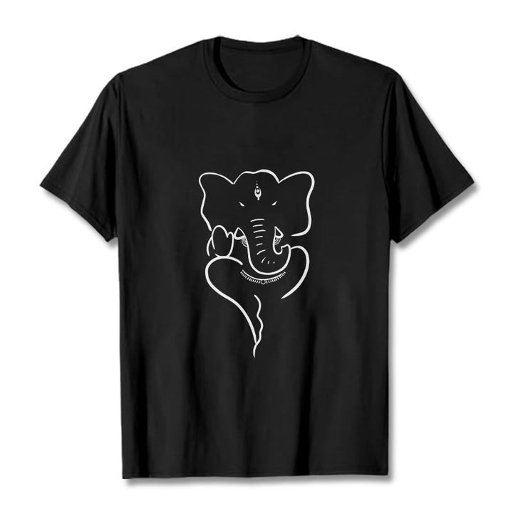 Camiseta con dibujo de elefante Ganesh y Buddha Stones - Negro - 2XL - image 0