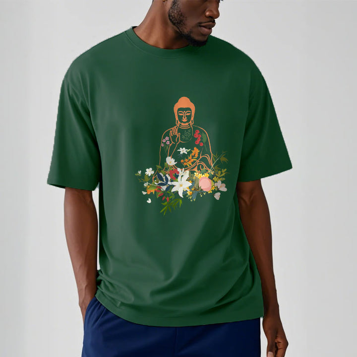 Camiseta con estampado de flores en flor y Buda meditando con Buddha Stones - image 11