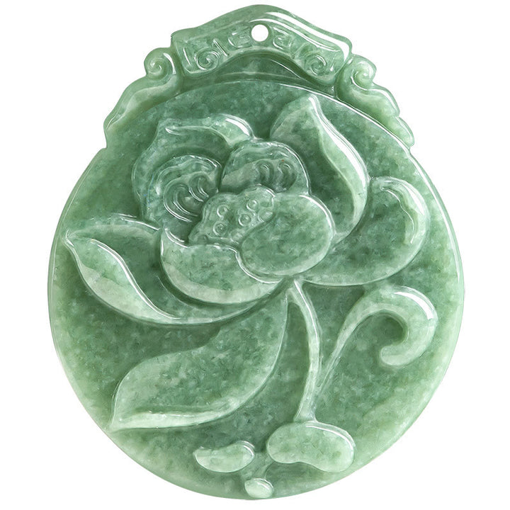 Collar con colgante de cuerda de jade con diseño de loto redondo y Buddha Stones