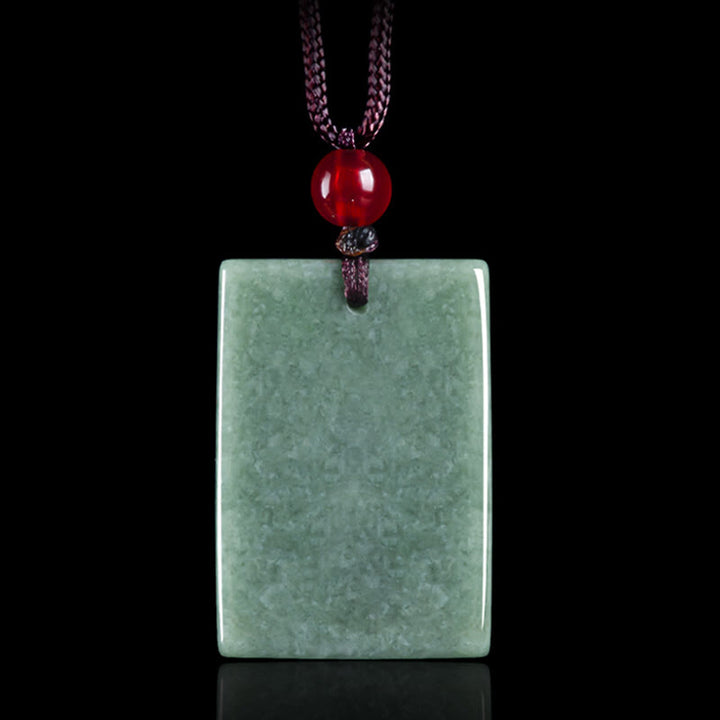 Collar con colgante de cadena de prosperidad con amuleto cuadrado de jade y Buda sin forma con Buddha Stones - image 3