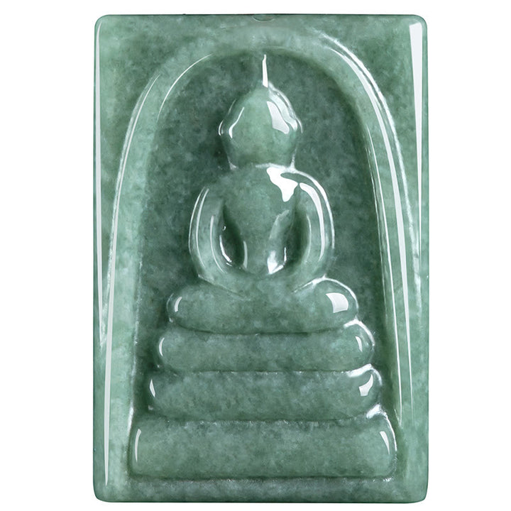 Collar con colgante de cadena de prosperidad con amuleto cuadrado de jade y Buda sin forma con Buddha Stones - image 11