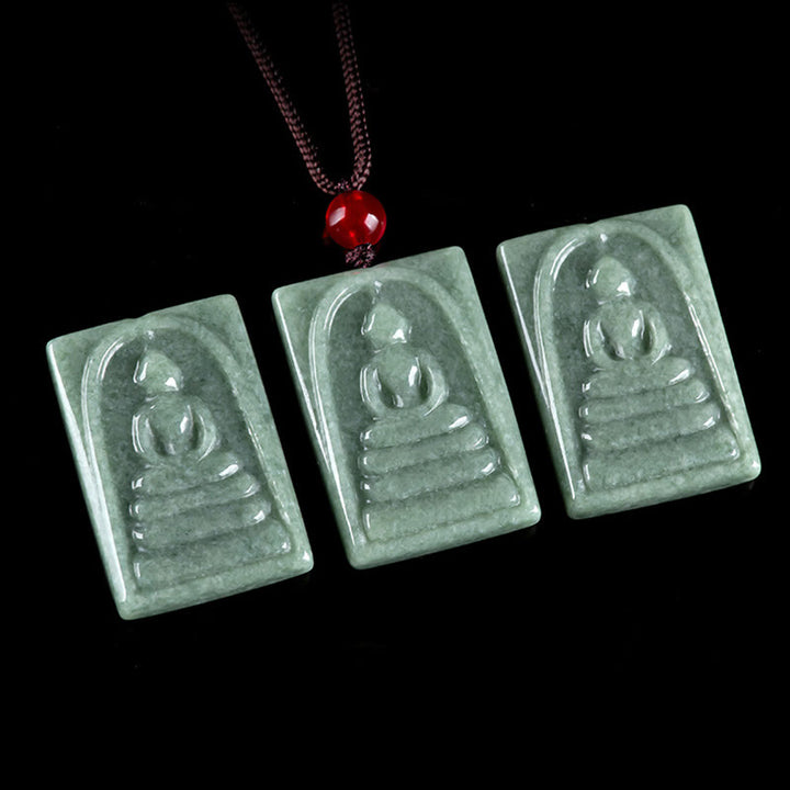 Collar con colgante de cadena de prosperidad con amuleto cuadrado de jade y Buda sin forma con Buddha Stones - image 8