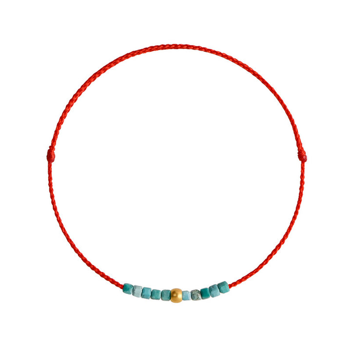 Pulsera trenzada con protección turquesa y cuentas de oro 999 de Buddha Stones