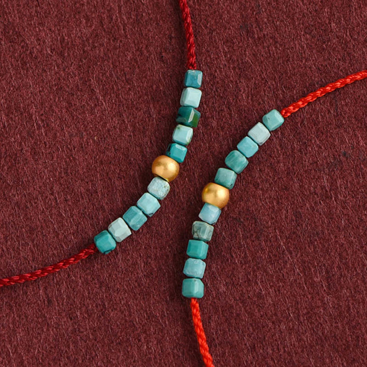 Pulsera trenzada con protección turquesa y cuentas de oro 999 de Buddha Stones