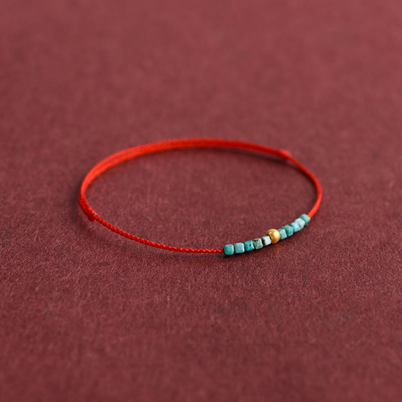 Pulsera trenzada con protección turquesa y cuentas de oro 999 de Buddha Stones - image 8