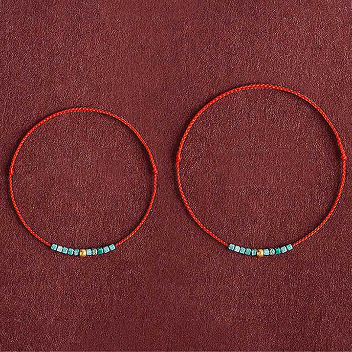 Pulsera trenzada con protección turquesa y cuentas de oro 999 de Buddha Stones