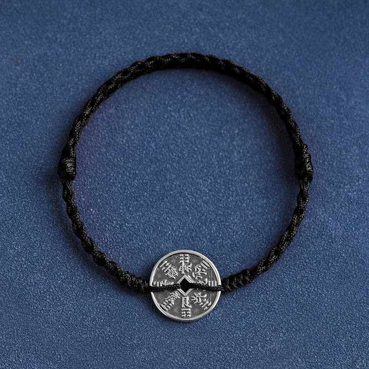 Pulsera trenzada con protección de monedas de plata de ley 925 con Buddha Stones
