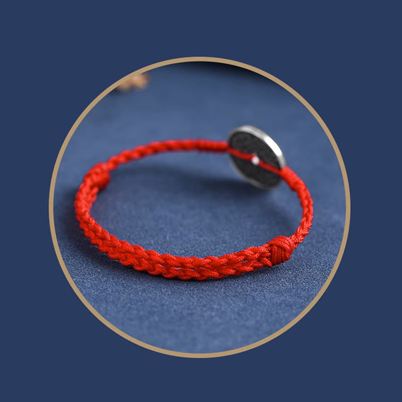 Pulsera trenzada con protección de monedas de plata de ley 925 con Buddha Stones