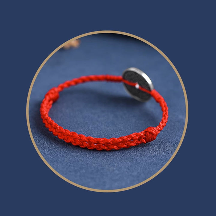 Pulsera trenzada con protección de monedas de plata de ley 925 con Buddha Stones