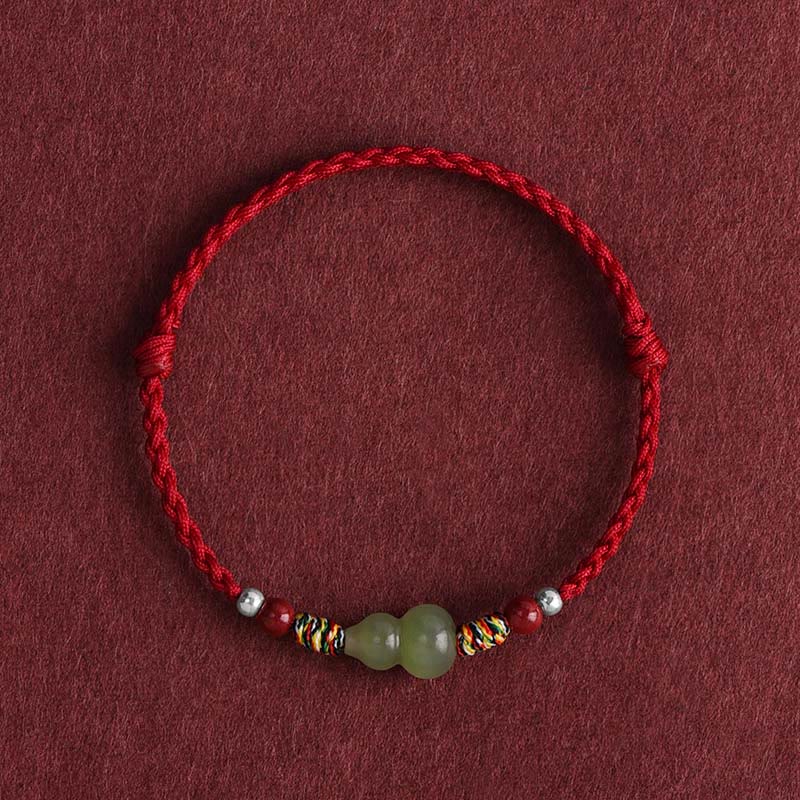 Pulsera trenzada para tobillo con protección de la suerte con calabaza de jade hetiano natural y Buddha Stones