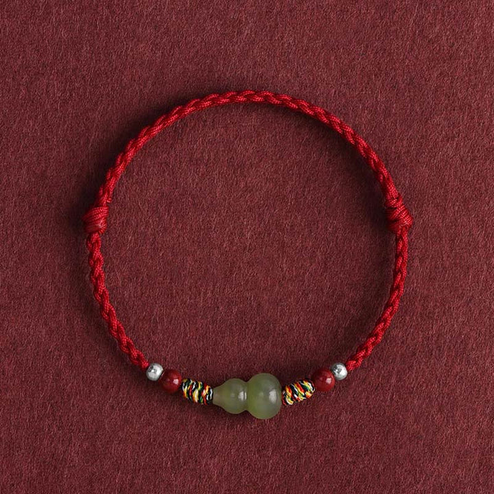 Pulsera trenzada para tobillo con protección de la suerte con calabaza de jade hetiano natural y Buddha Stones