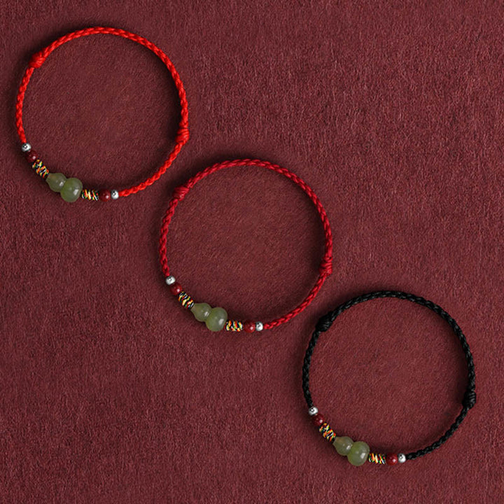 Pulsera trenzada para tobillo con protección de la suerte con calabaza de jade hetiano natural y Buddha Stones
