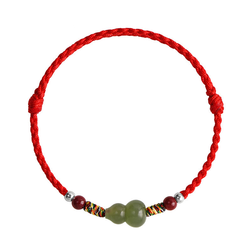 Pulsera trenzada para tobillo con protección de la suerte con calabaza de jade hetiano natural y Buddha Stones