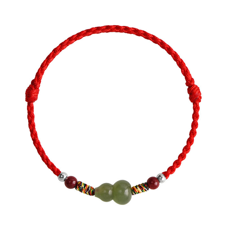 Pulsera trenzada para tobillo con protección de la suerte con calabaza de jade hetiano natural y Buddha Stones