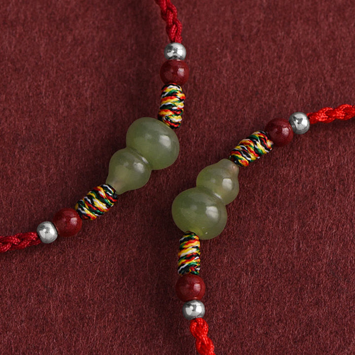 Pulsera trenzada para tobillo con protección de la suerte con calabaza de jade hetiano natural y Buddha Stones