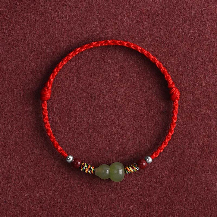 Pulsera trenzada para tobillo con protección de la suerte con calabaza de jade hetiano natural y Buddha Stones