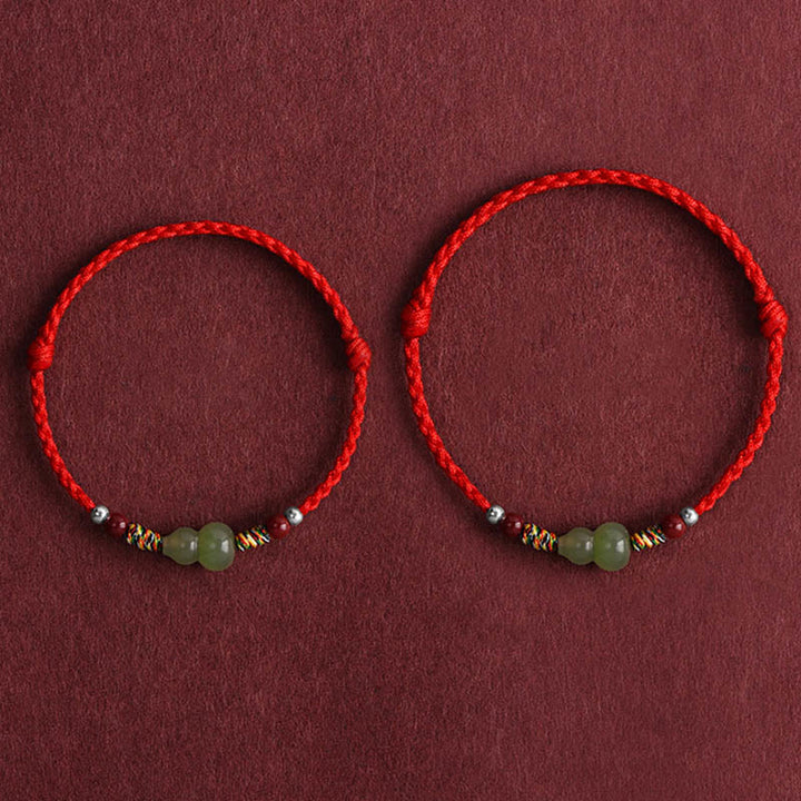 Pulsera trenzada para tobillo con protección de la suerte con calabaza de jade hetiano natural y Buddha Stones