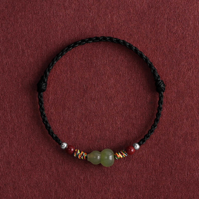 Pulsera trenzada para tobillo con protección de la suerte con calabaza de jade hetiano natural y Buddha Stones