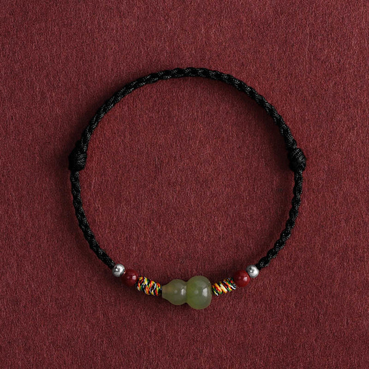 Pulsera trenzada para tobillo con protección de la suerte con calabaza de jade hetiano natural y Buddha Stones