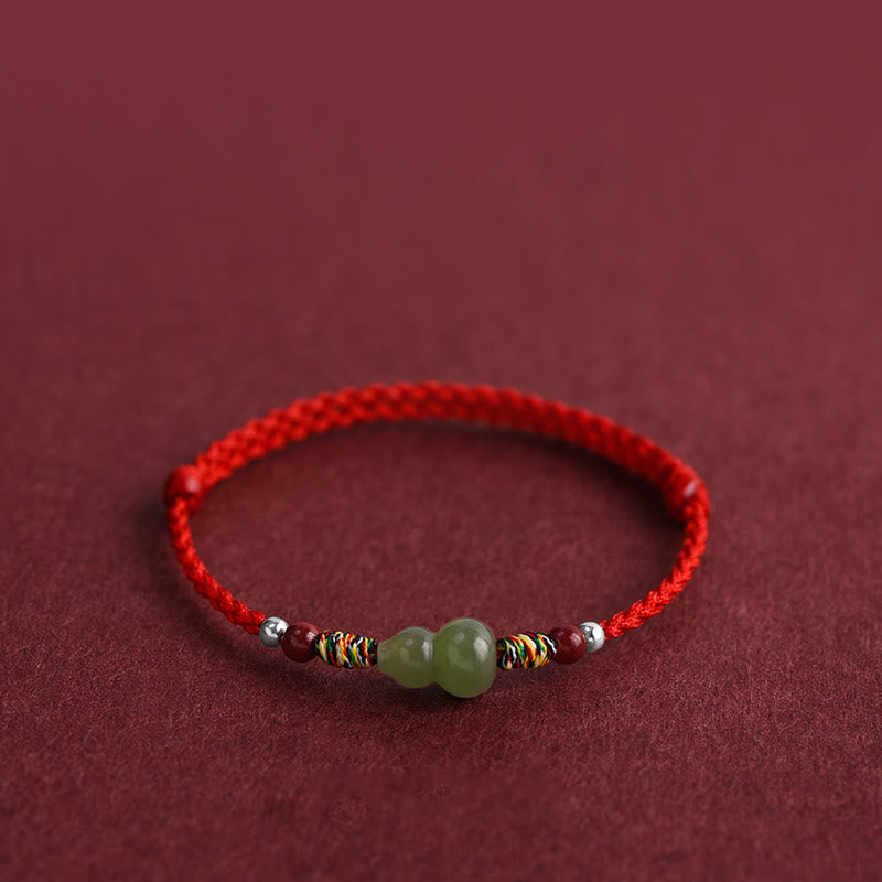 Pulsera trenzada para tobillo con protección de la suerte con calabaza de jade hetiano natural y Buddha Stones