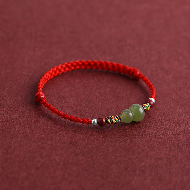 Pulsera trenzada para tobillo con protección de la suerte con calabaza de jade hetiano natural y Buddha Stones