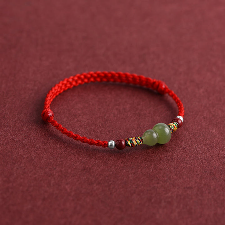 Pulsera trenzada para tobillo con protección de la suerte con calabaza de jade hetiano natural y Buddha Stones