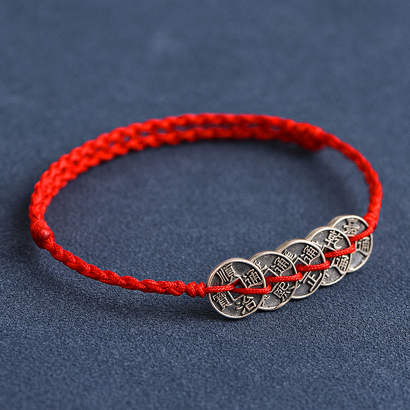 Pulsera trenzada de plata de Buddha Stones , hilo rojo, protección de la suerte - image 15