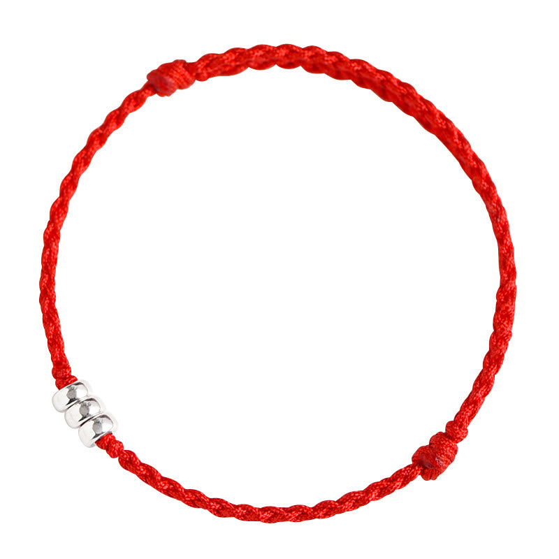 Pulsera trenzada para tobillo con cuentas de plata de ley 925 y Buddha Stones que protegen la suerte
