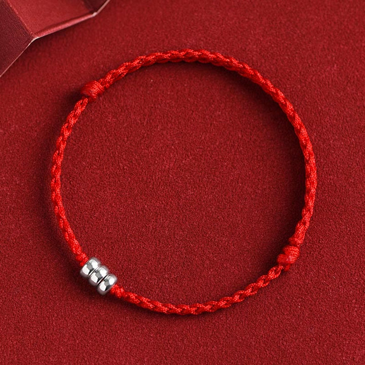 Pulsera trenzada para tobillo con cuentas de plata de ley 925 y Buddha Stones que protegen la suerte - Cuerda roja - Pulsera (circunferencia de muñeca 15-20 cm) - image 8