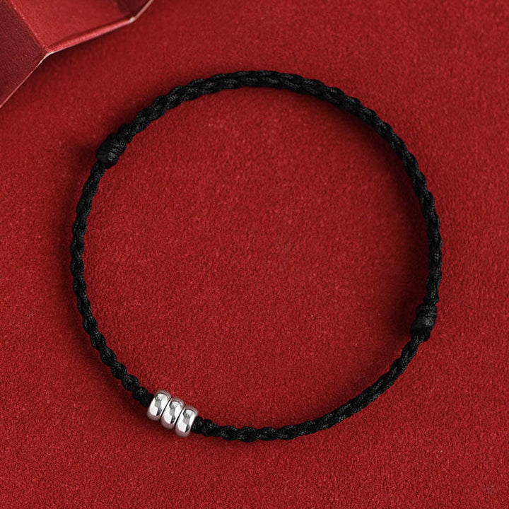 Pulsera trenzada para tobillo con cuentas de plata de ley 925 y Buddha Stones que protegen la suerte - Cuerda negra - Pulsera (circunferencia de la muñeca: 15-20 cm) - image 15
