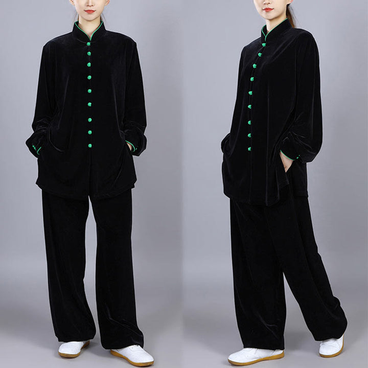 Conjunto de ropa unisex de terciopelo de felpa con Buddha Stones, 2 piezas, otoño e invierno, para meditación, tai chi, qigong y práctica zen - image 1