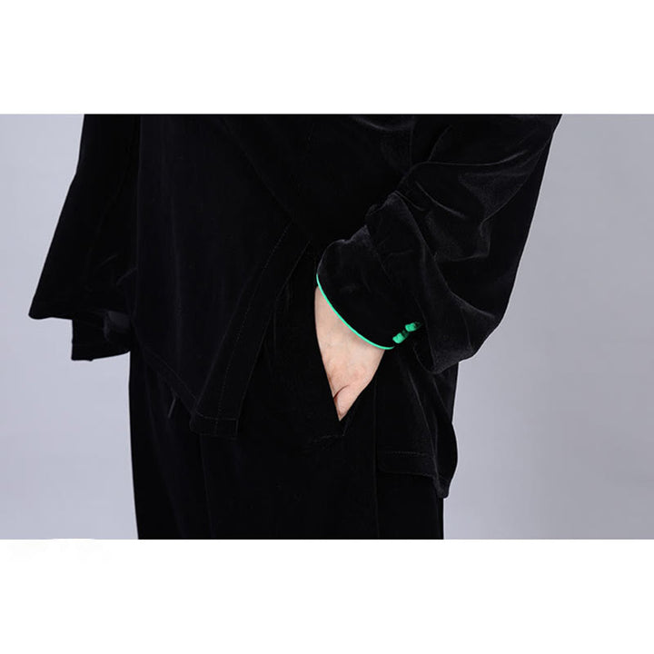 Conjunto de ropa unisex de terciopelo de felpa con Buddha Stones, 2 piezas, otoño e invierno, para meditación, tai chi, qigong y práctica zen - image 5