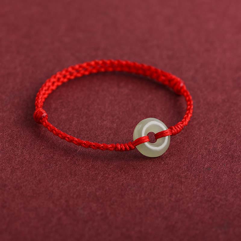 Pulsera trenzada para tobillo con hebilla de protección de la suerte y jade hetiano natural con Buddha Stones