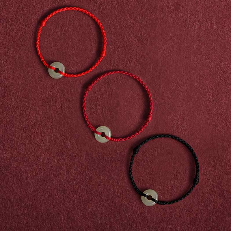 Pulsera trenzada para tobillo con hebilla de protección de la suerte y jade hetiano natural con Buddha Stones