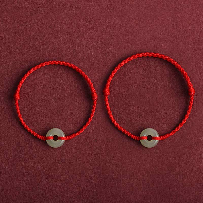 Pulsera trenzada para tobillo con hebilla de protección de la suerte y jade hetiano natural con Buddha Stones