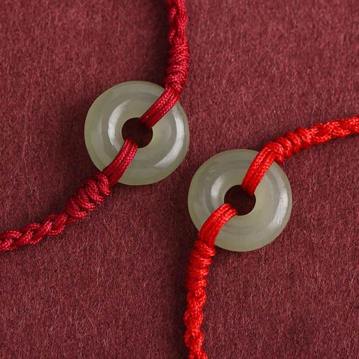 Pulsera trenzada para tobillo con hebilla de protección de la suerte y jade hetiano natural con Buddha Stones