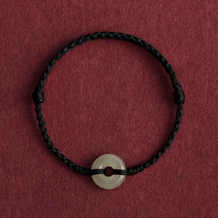 Pulsera trenzada para tobillo con hebilla de protección de la suerte y jade hetiano natural con Buddha Stones