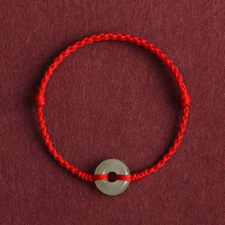 Pulsera trenzada para tobillo con hebilla de protección de la suerte y jade hetiano natural con Buddha Stones