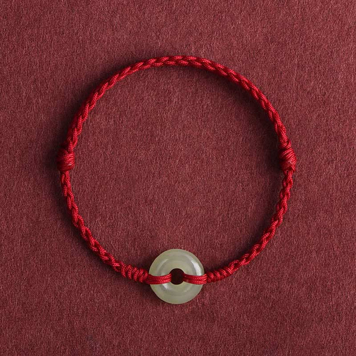 Pulsera trenzada para tobillo con hebilla de protección de la suerte y jade hetiano natural con Buddha Stones