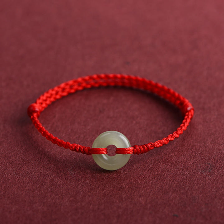 Pulsera trenzada para tobillo con hebilla de protección de la suerte y jade hetiano natural con Buddha Stones