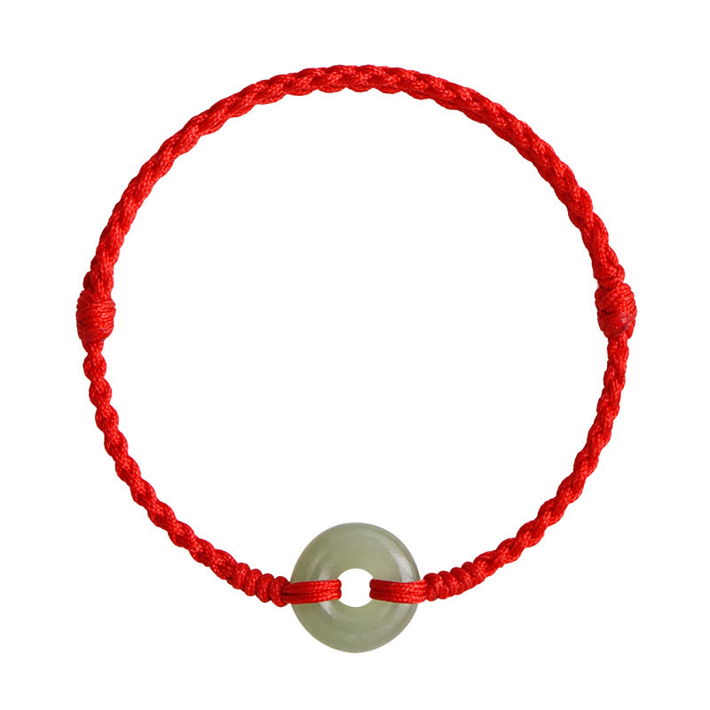 Pulsera trenzada para tobillo con hebilla de protección de la suerte y jade hetiano natural con Buddha Stones