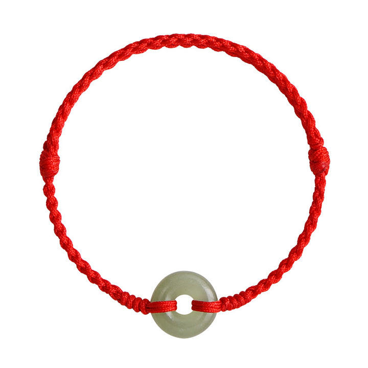 Pulsera trenzada para tobillo con hebilla de protección de la suerte y jade hetiano natural con Buddha Stones