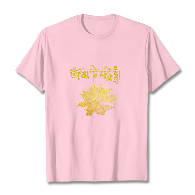 Buddha Stones Camiseta sánscrita Golden Lotus - Rosa claro - 2XL - image 11
